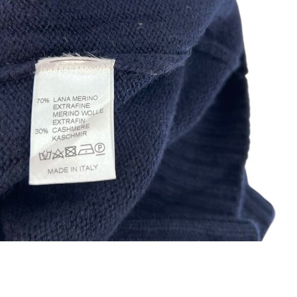 Maison Common Cardigan Sweater Fruit Print Navy Blue Merino Cashmere Size Medium - Picture 13 of 14